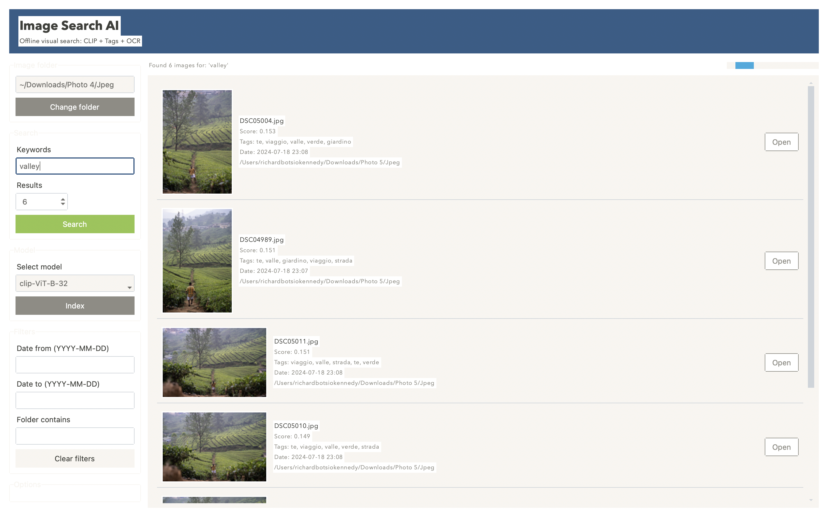 ML Image Recognition output